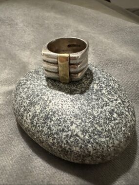 Two-Tone Statement Ring - Silver & Gold